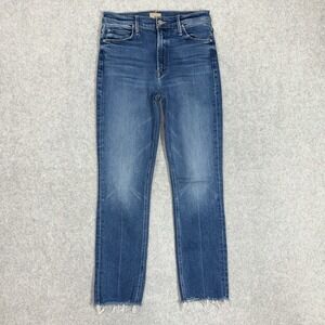 Mother Jeans Womens 29 Mid Rise Dazzler Ankle Fray Opposites Attract Stretch